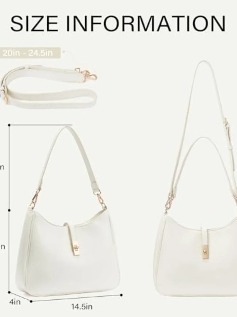 Vegan Leather Hobo Bag, Water Repellent Crossbody Shoulder Purse with